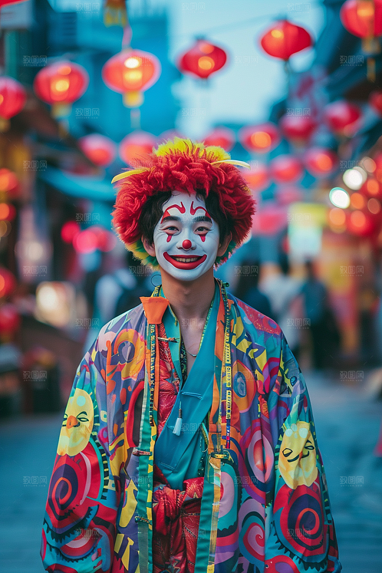 愚人节化妆小丑欢乐高清摄影图