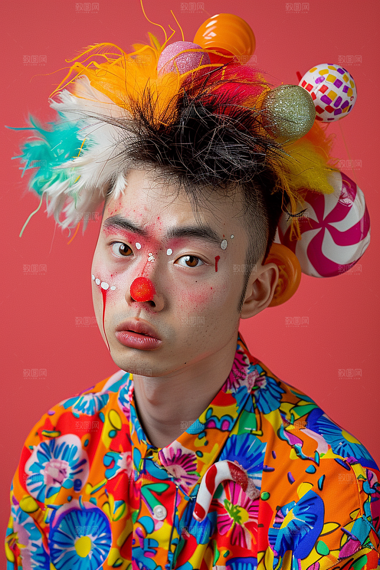愚人节化妆小丑卡通高清摄影图