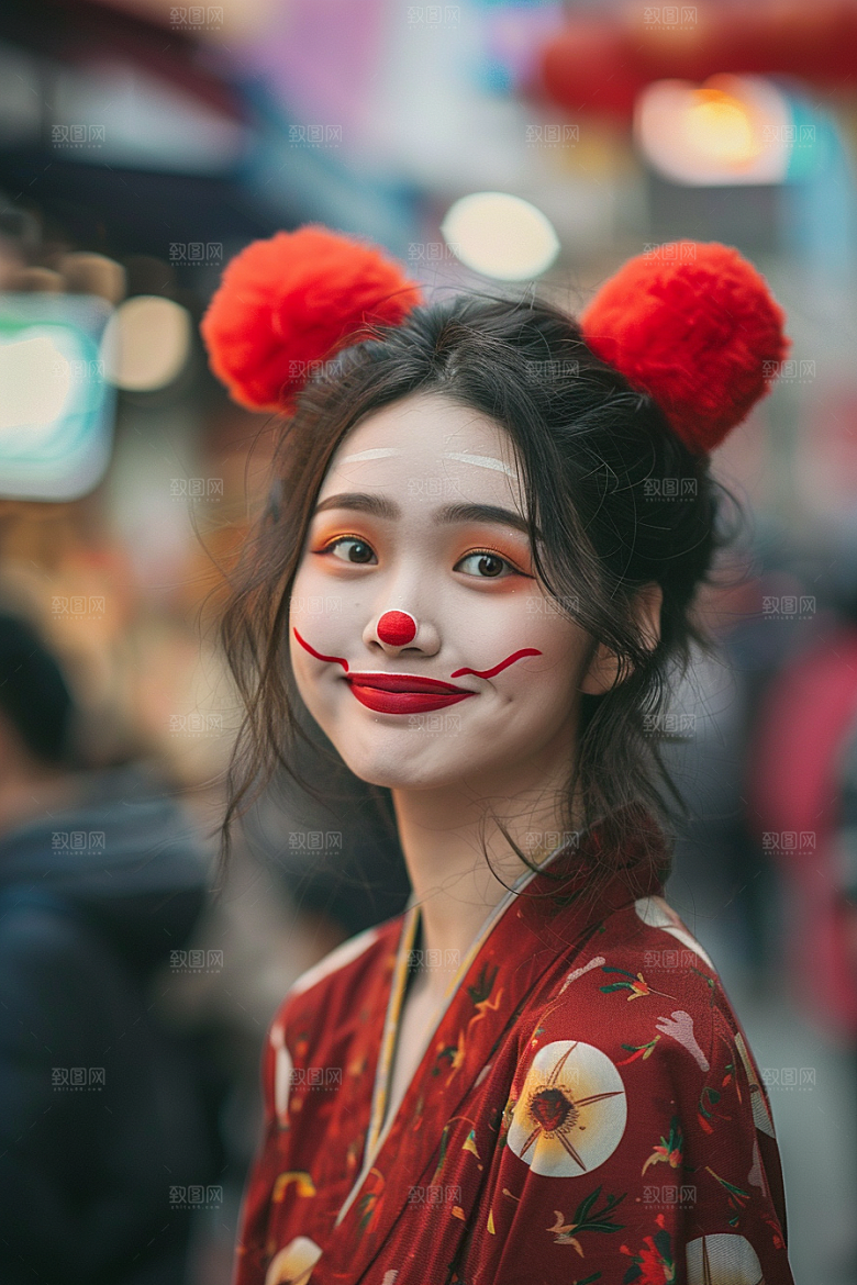 愚人节化妆小丑幽默趣味摄影图