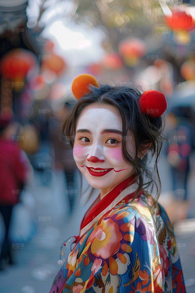 愚人节化妆小丑欢乐形象摄影图