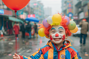 愚人节化妆小丑形象人物摄影图