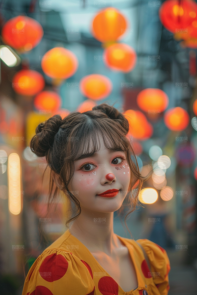 愚人节化妆小丑趣味游乐场摄影图