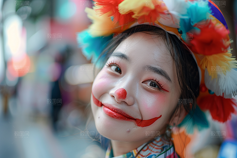 愚人节化妆小丑欢乐趣味摄影图