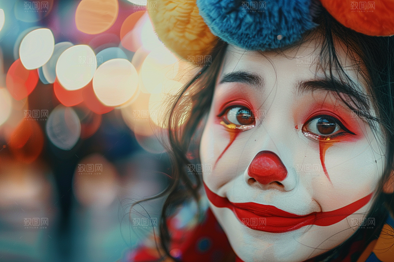 愚人节化妆小丑游乐场幽默摄影图