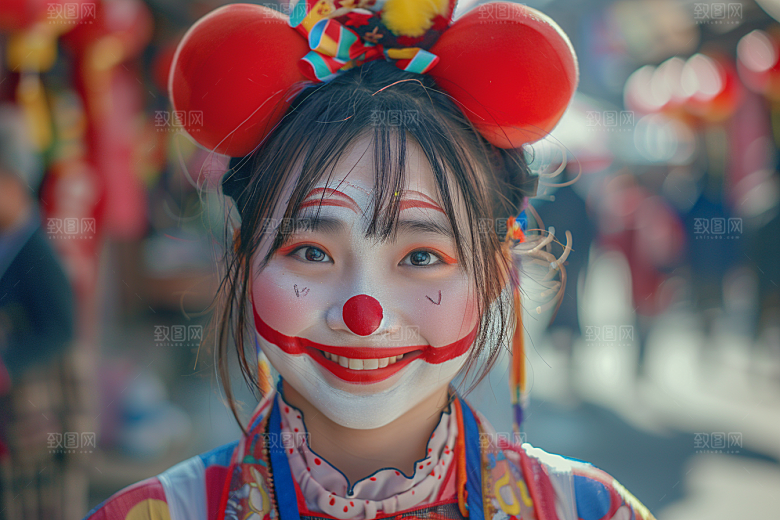愚人节化妆小丑人体油彩形象摄影图