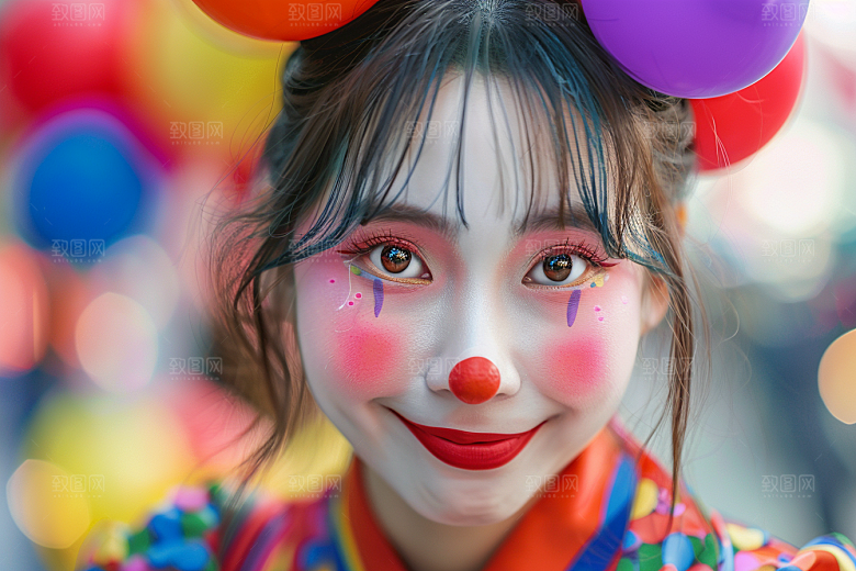 愚人节化妆小丑可爱幽默摄影图