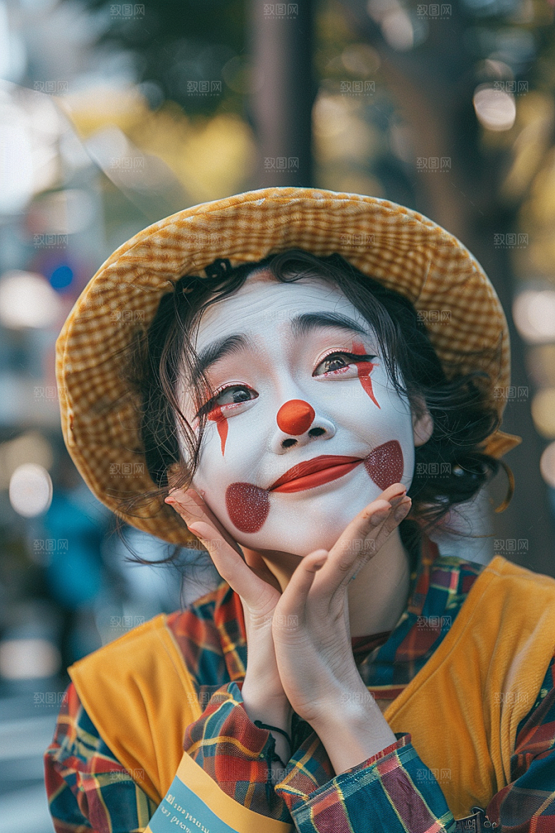 愚人节化妆小丑游乐场可爱摄影图