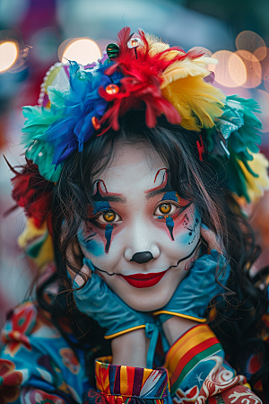 愚人节化妆小丑欢乐节庆摄影图
