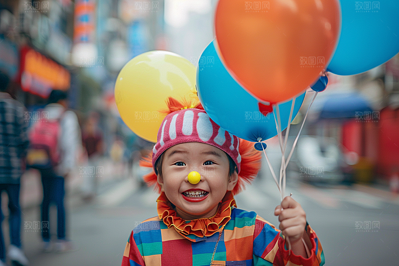 愚人节化妆小丑可爱形象摄影图