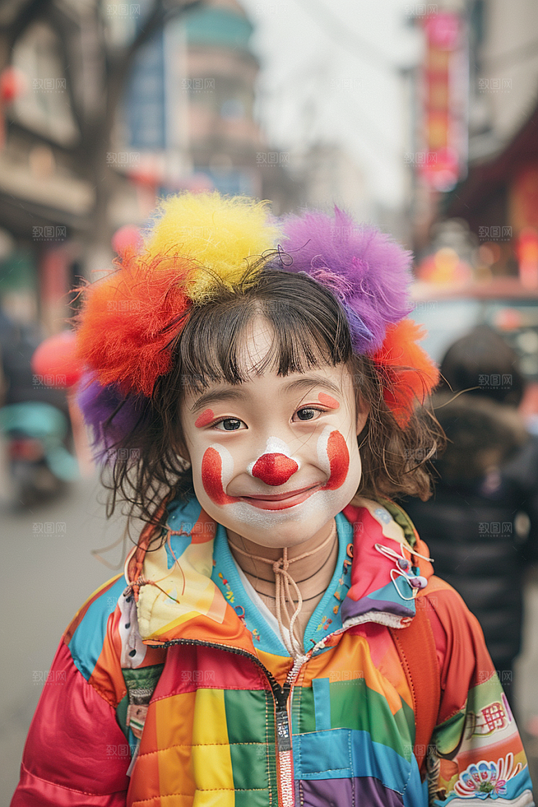 愚人节化妆小丑可爱形象摄影图