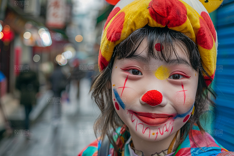 愚人节化妆小丑人物幽默摄影图