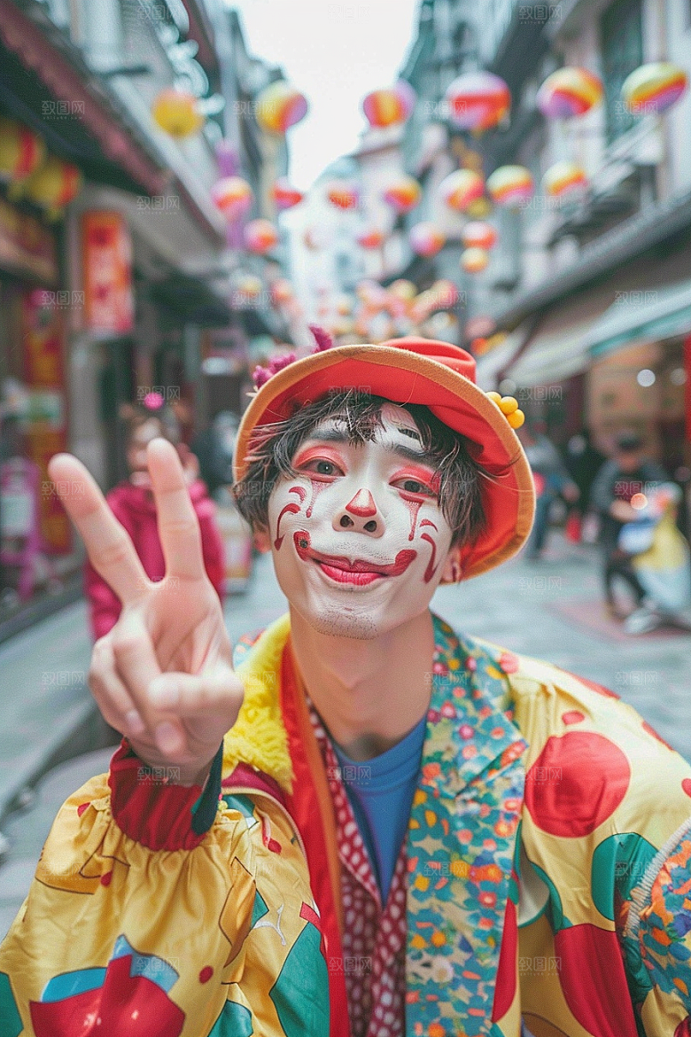 愚人节化妆小丑可爱趣味摄影图