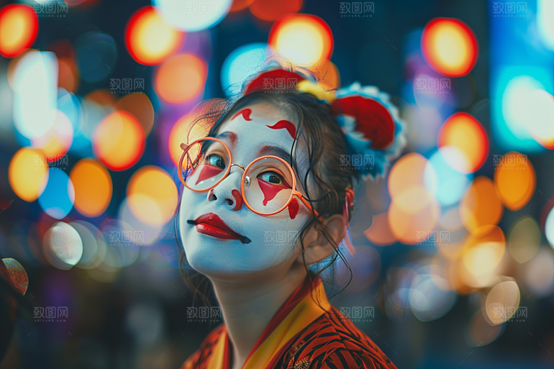 愚人节化妆小丑欢乐节庆摄影图