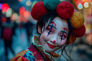 愚人节化妆小丑欢乐人体油彩摄影图