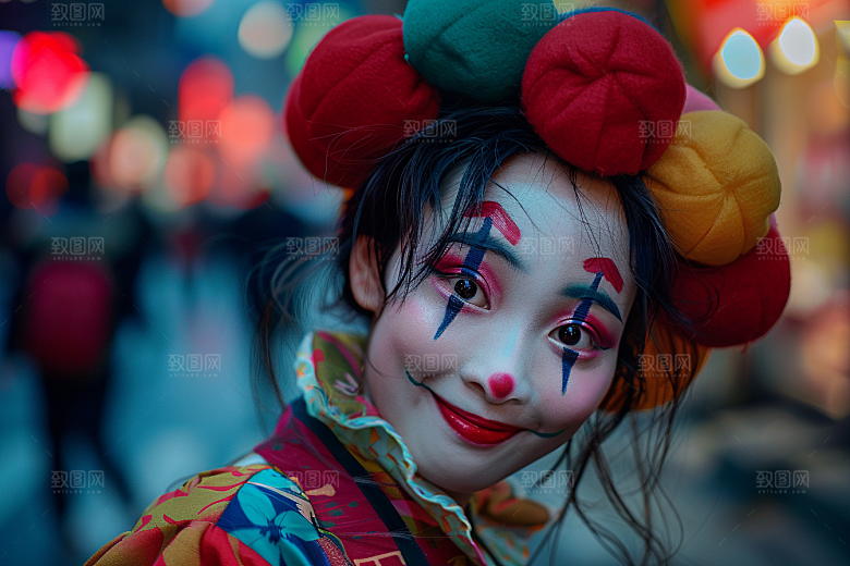 愚人节化妆小丑欢乐人体油彩摄影图