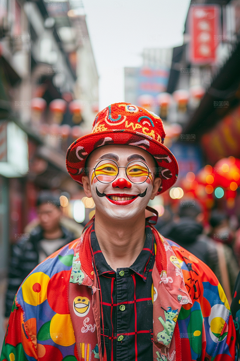 愚人节化妆小丑人物可爱摄影图