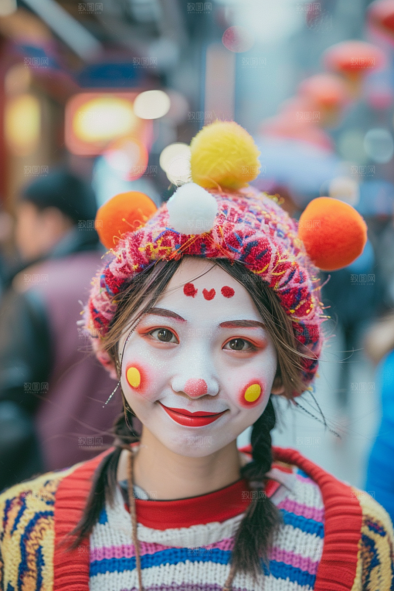 愚人节化妆小丑趣味幽默摄影图