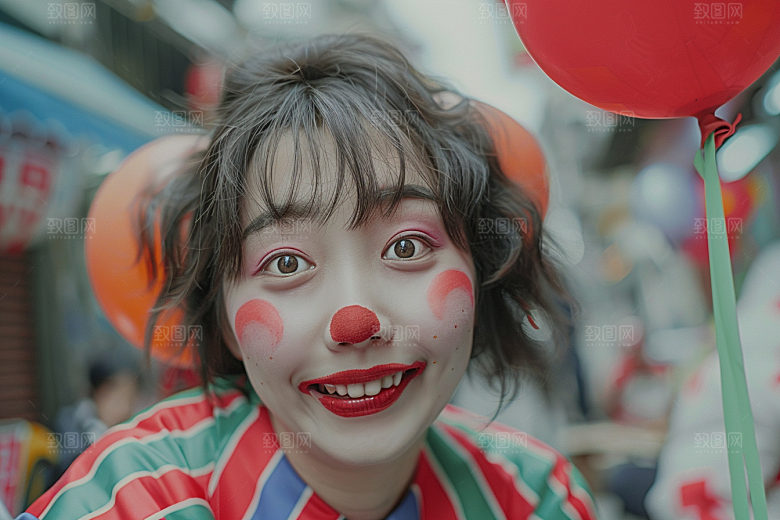 愚人节化妆小丑可爱游乐场摄影图