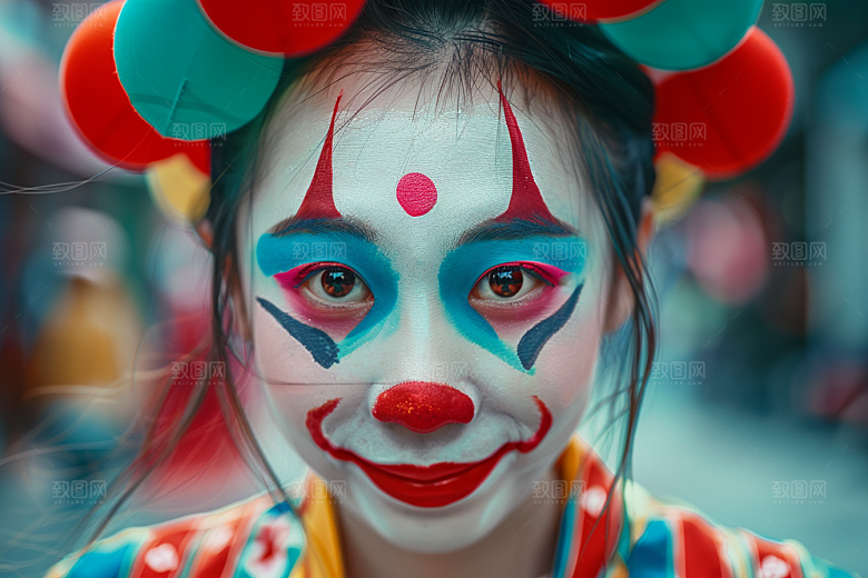 愚人节化妆小丑幽默游乐场摄影图