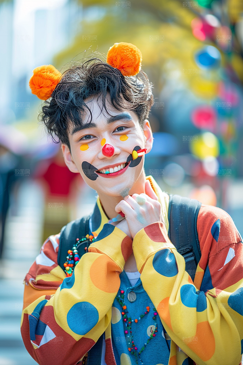 愚人节化妆小丑人物人体油彩摄影图