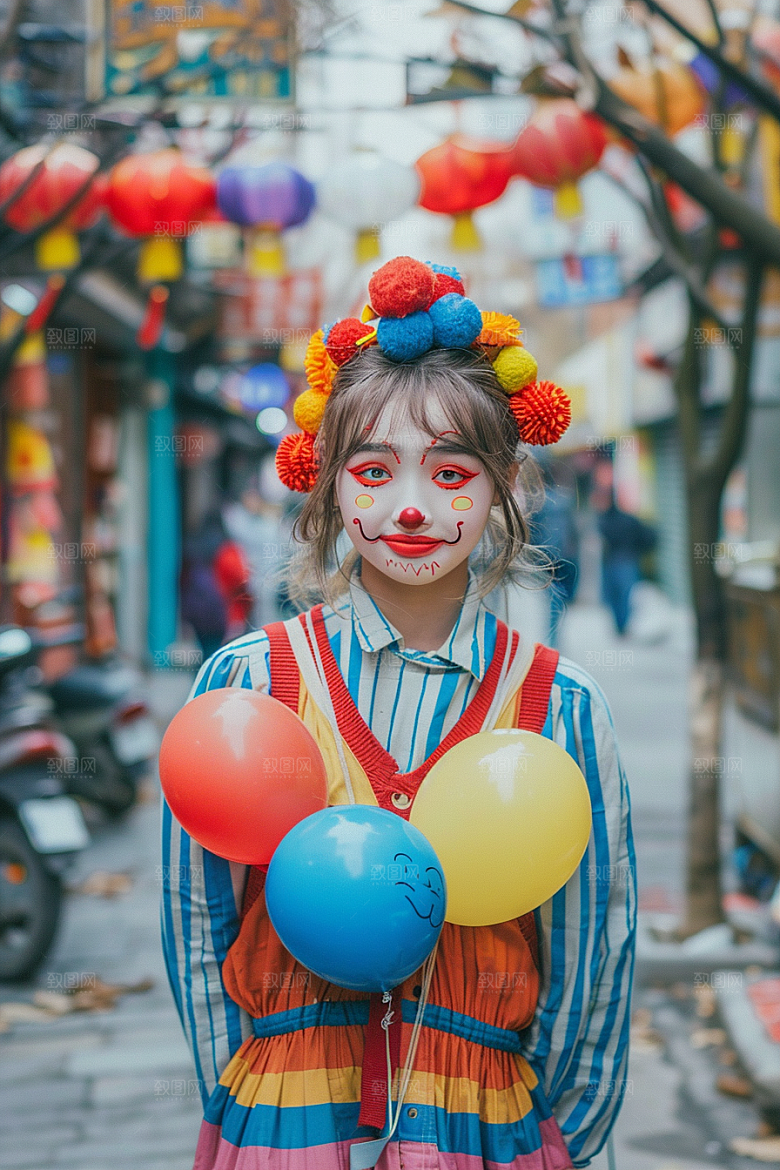 愚人节化妆小丑高清形象摄影图