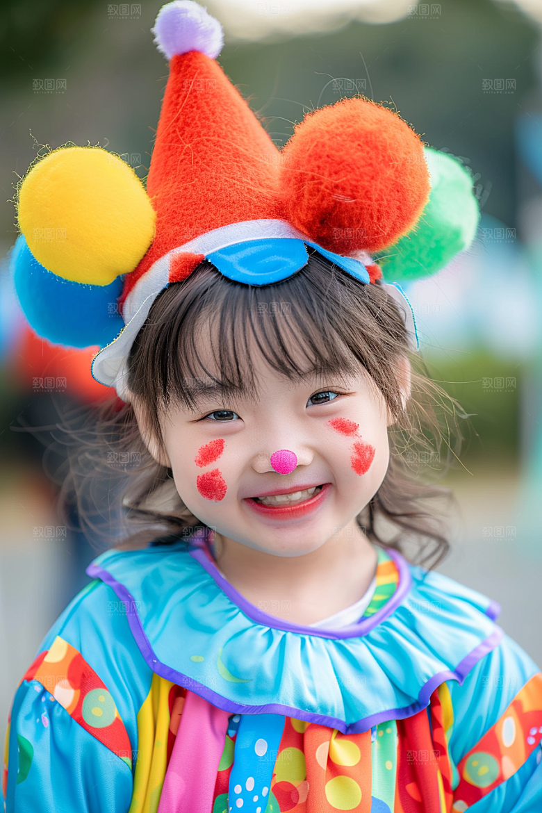 愚人节化妆小丑人体油彩可爱摄影图