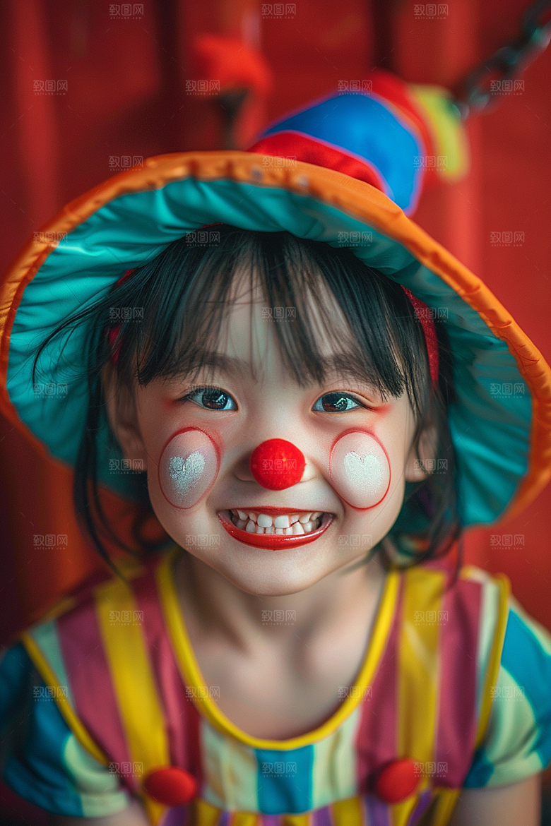 愚人节化妆小丑可爱形象摄影图