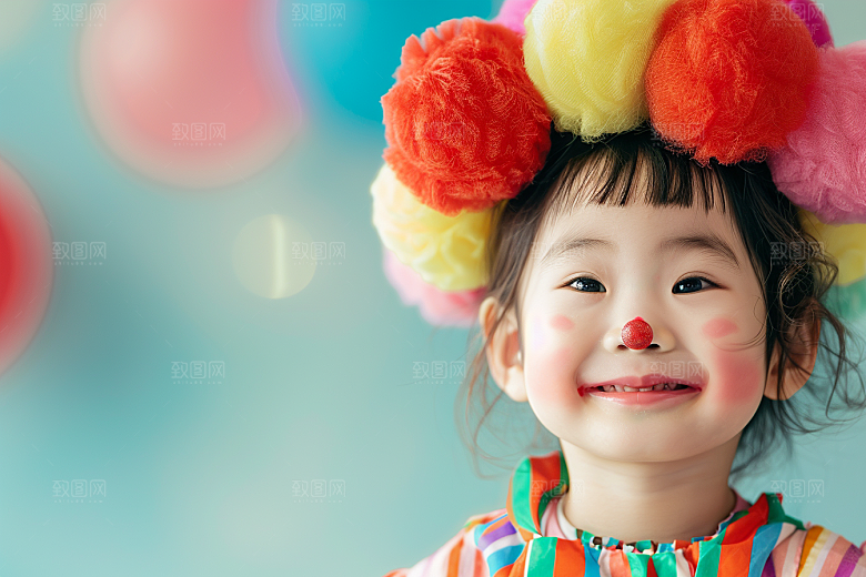愚人节化妆小丑可爱人物摄影图