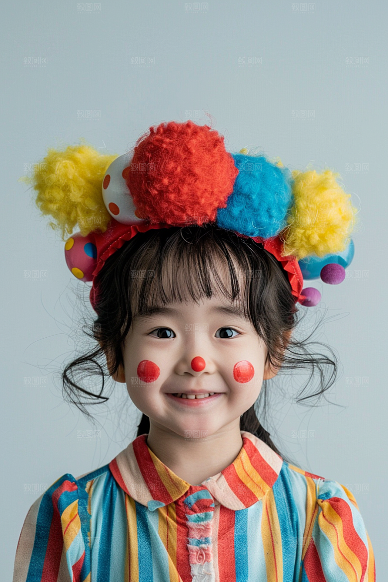 愚人节化妆小丑彩色可爱摄影图