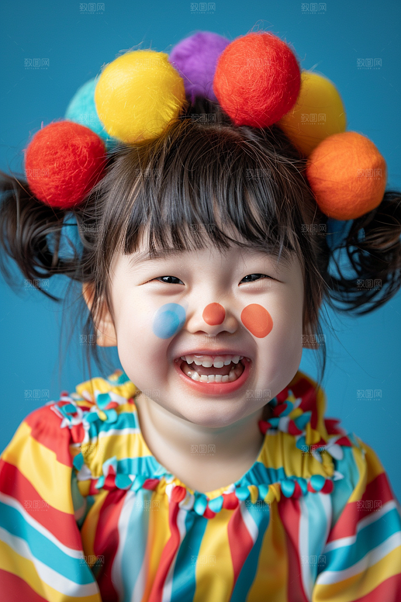 愚人节化妆小丑人体油彩人物摄影图