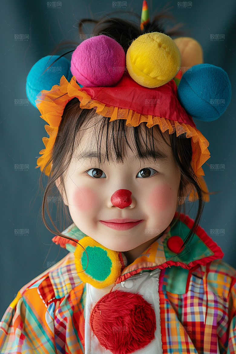 愚人节化妆小丑彩色人体油彩摄影图