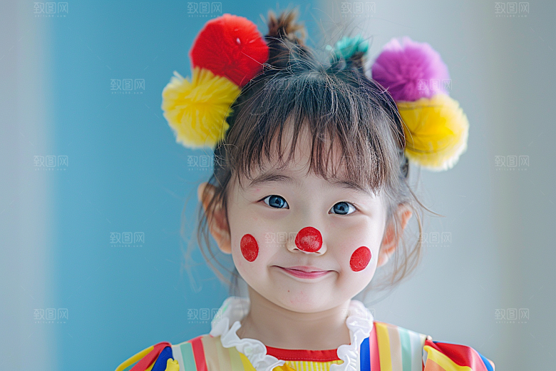 愚人节化妆小丑彩色节庆摄影图