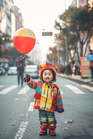 愚人节化妆小丑节庆高清摄影图