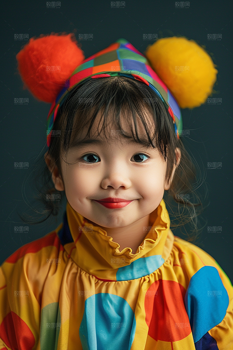 愚人节化妆小丑人体油彩节庆摄影图
