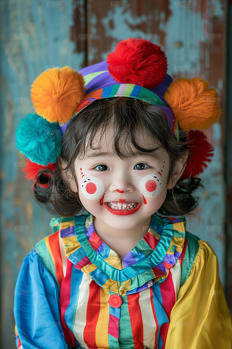 愚人节化妆小丑彩色游乐场摄影图