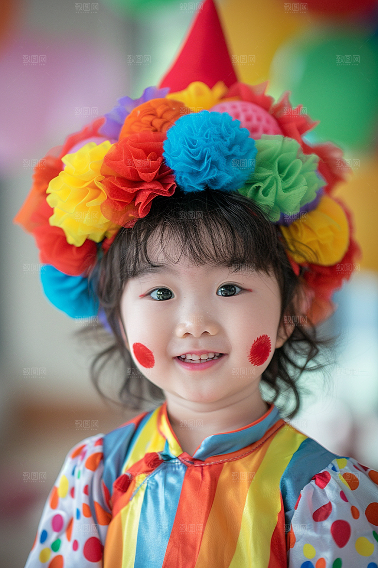 愚人节化妆小丑幽默人体油彩摄影图