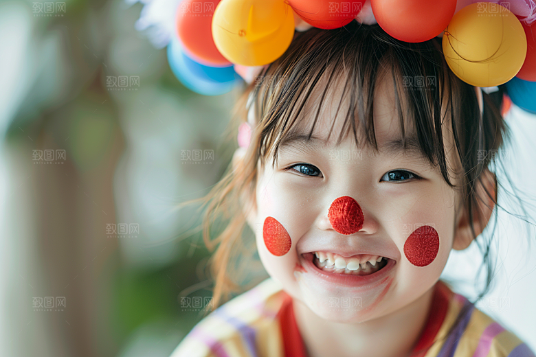 愚人节化妆小丑人体油彩形象摄影图