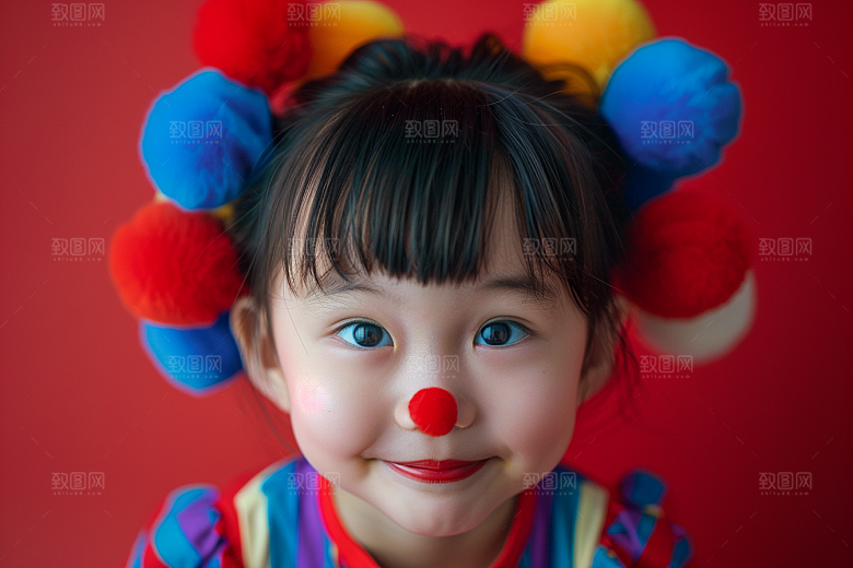 愚人节化妆小丑趣味游乐场摄影图