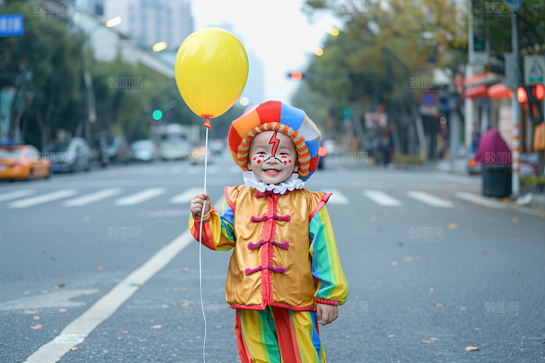 愚人节化妆小丑欢乐幽默摄影图
