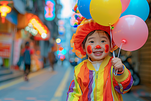 愚人节化妆小丑人体油彩欢乐摄影图