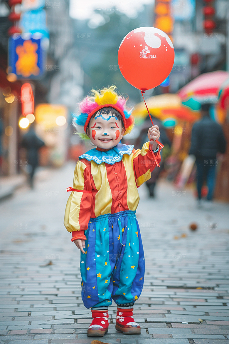 愚人节化妆小丑人体油彩可爱摄影图