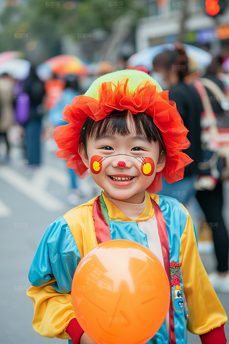 愚人节化妆小丑人体油彩高清摄影图