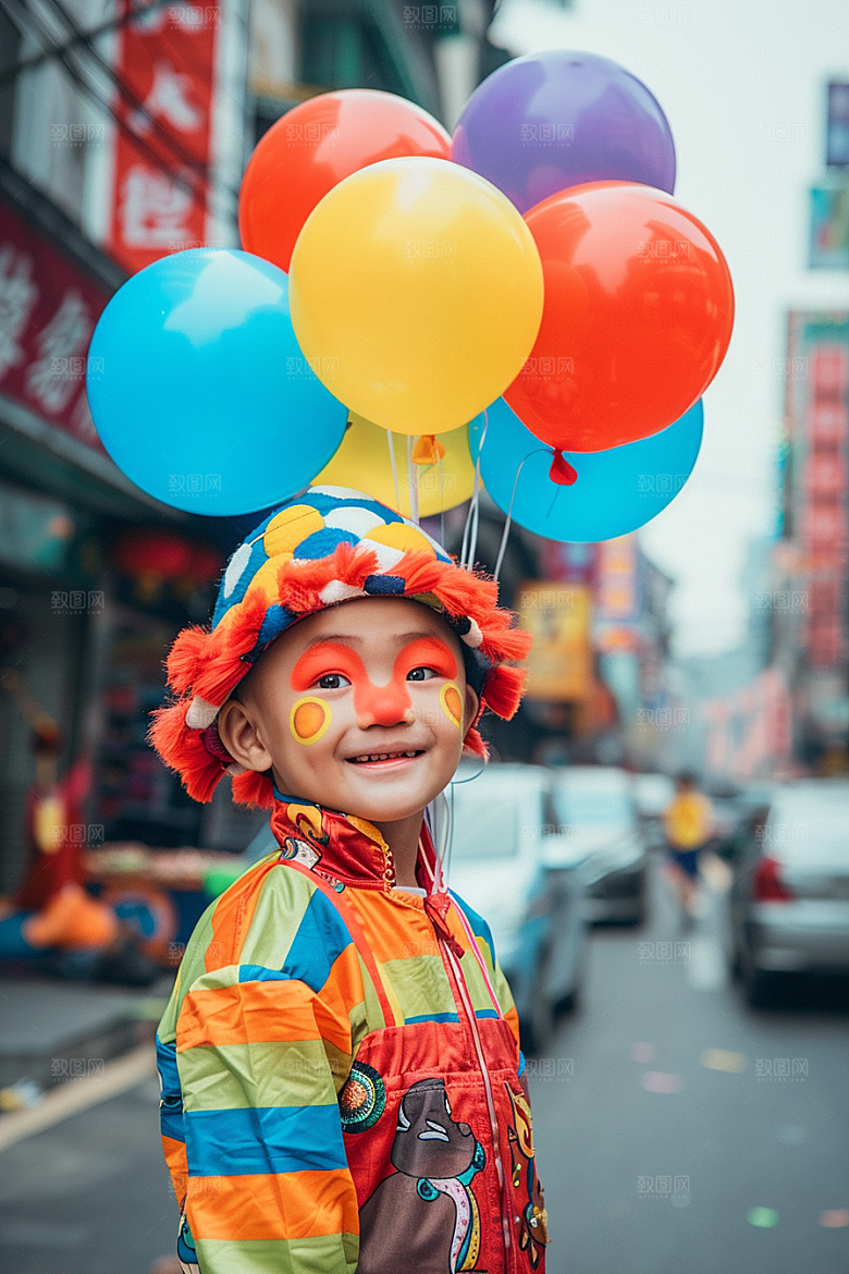 愚人节化妆小丑游乐场节庆摄影图