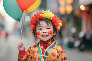 愚人节化妆小丑游乐场人体油彩摄影图