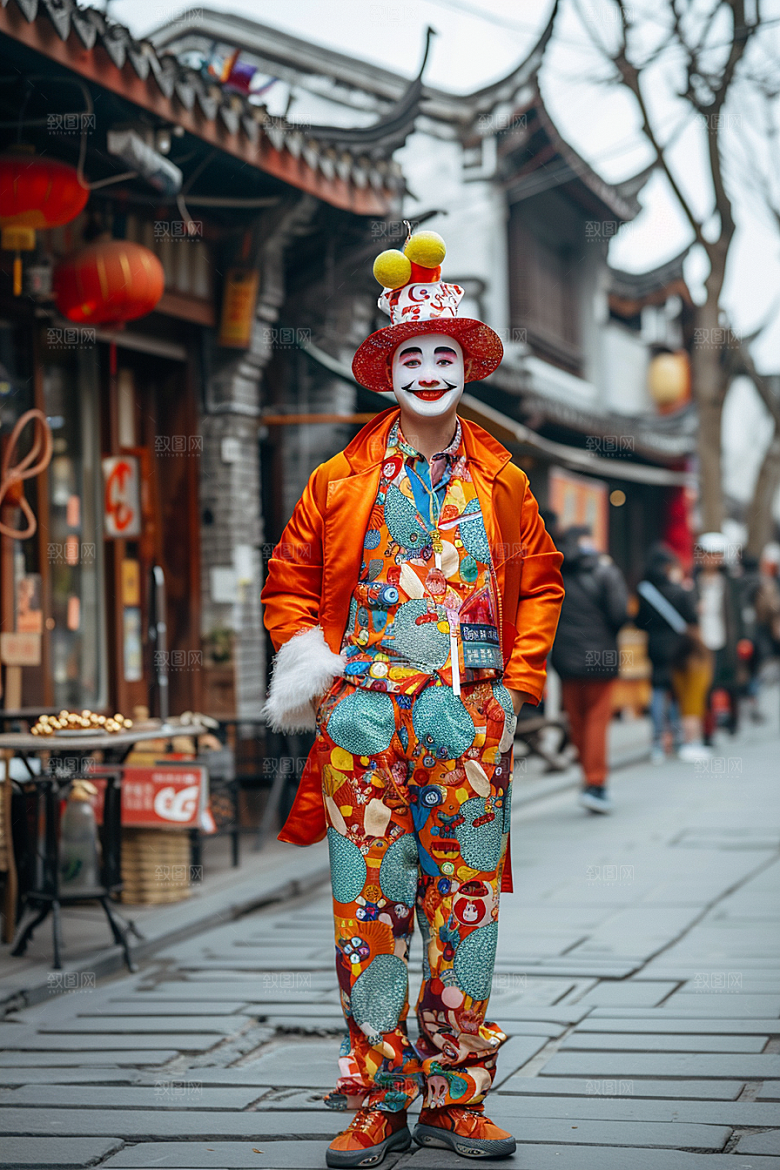 愚人节化妆小丑可爱彩色摄影图