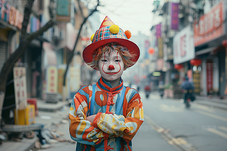 愚人节化妆小丑卡通趣味摄影图