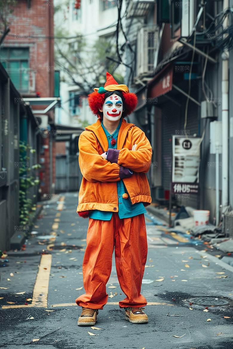愚人节化妆小丑可爱人物摄影图