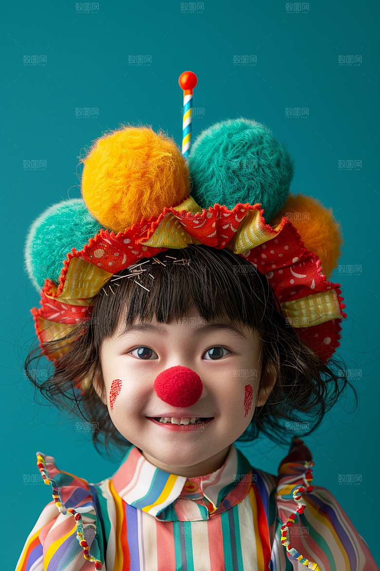 愚人节化妆小丑人物彩色摄影图