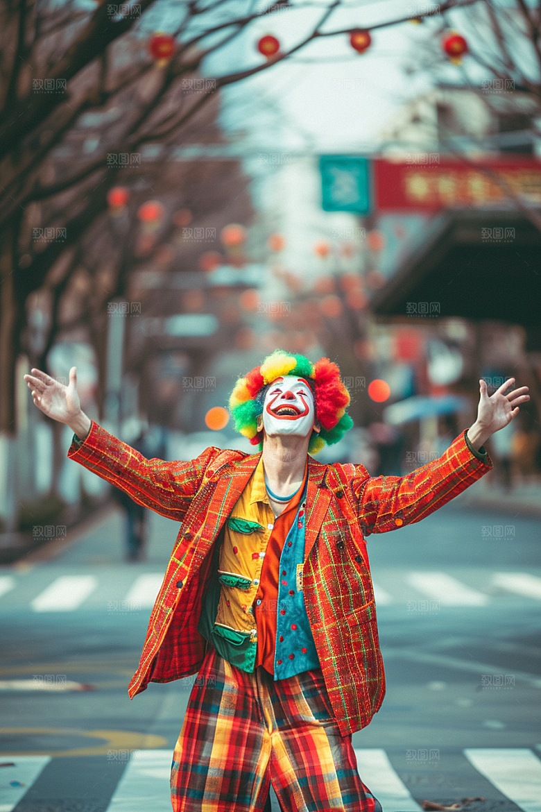 愚人节化妆小丑幽默人物摄影图