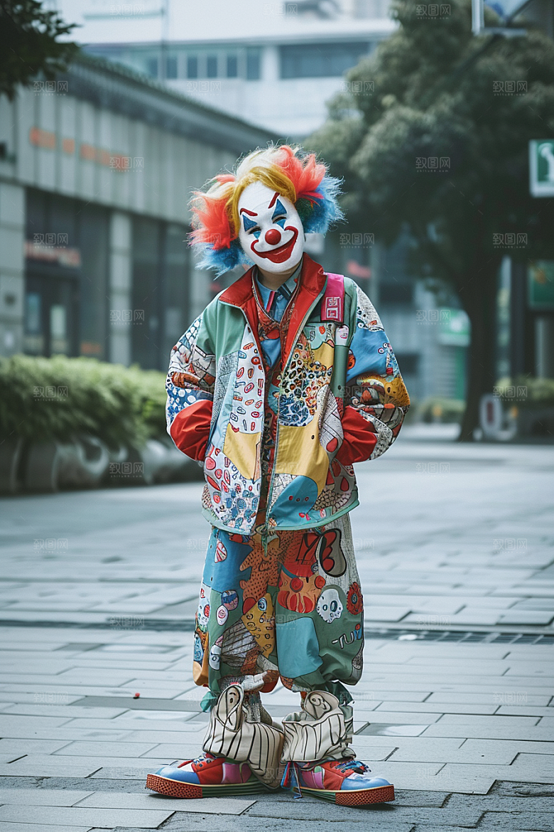 愚人节化妆小丑幽默形象摄影图